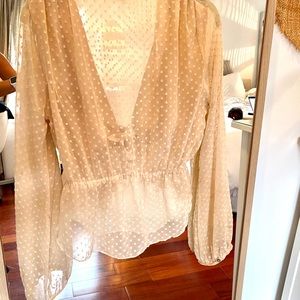 Winston White Long Sleeve Tie Top in Nude